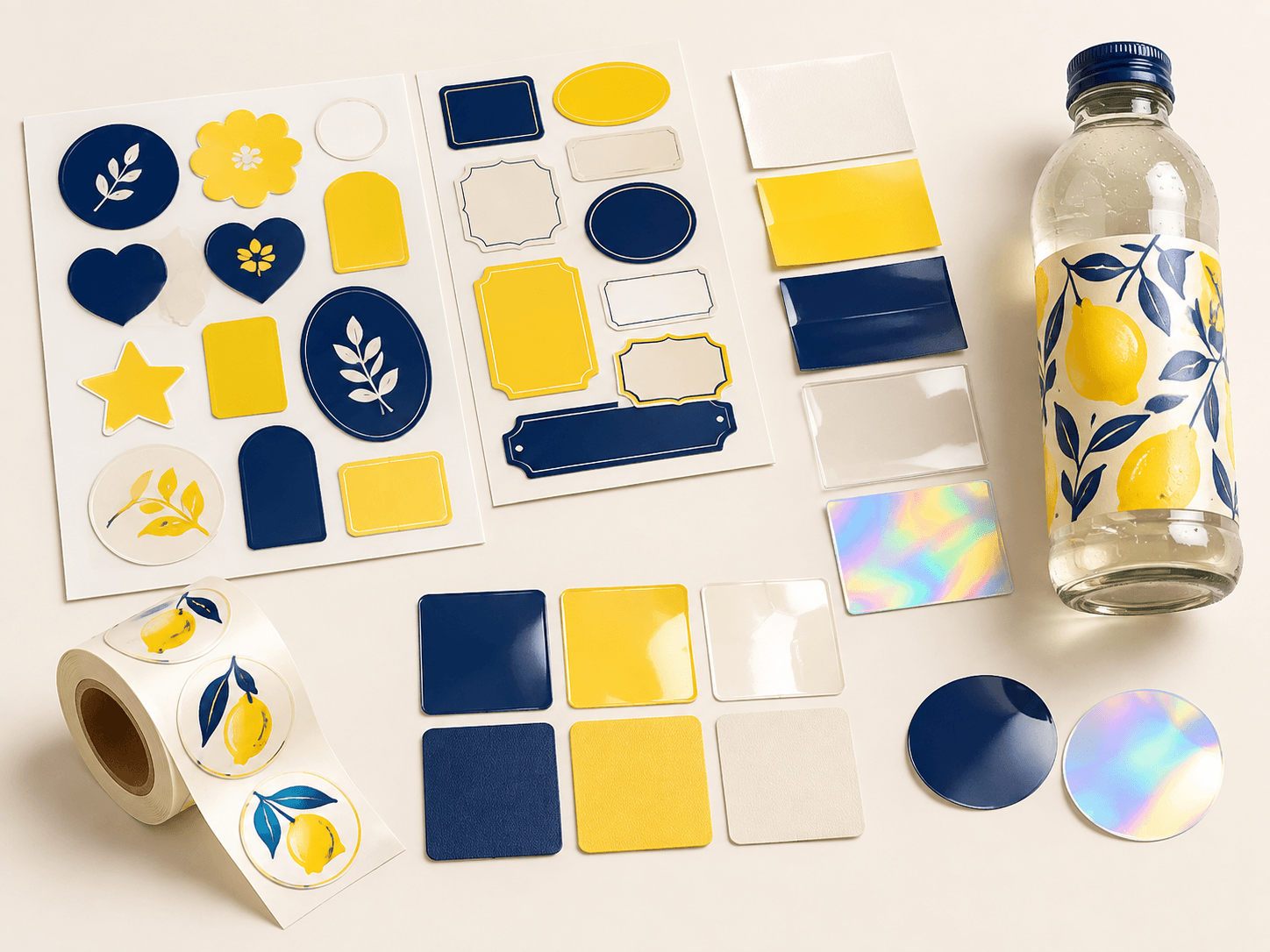Configuración de etiquetas y pegatinas ilustrativas y opciones de acabado