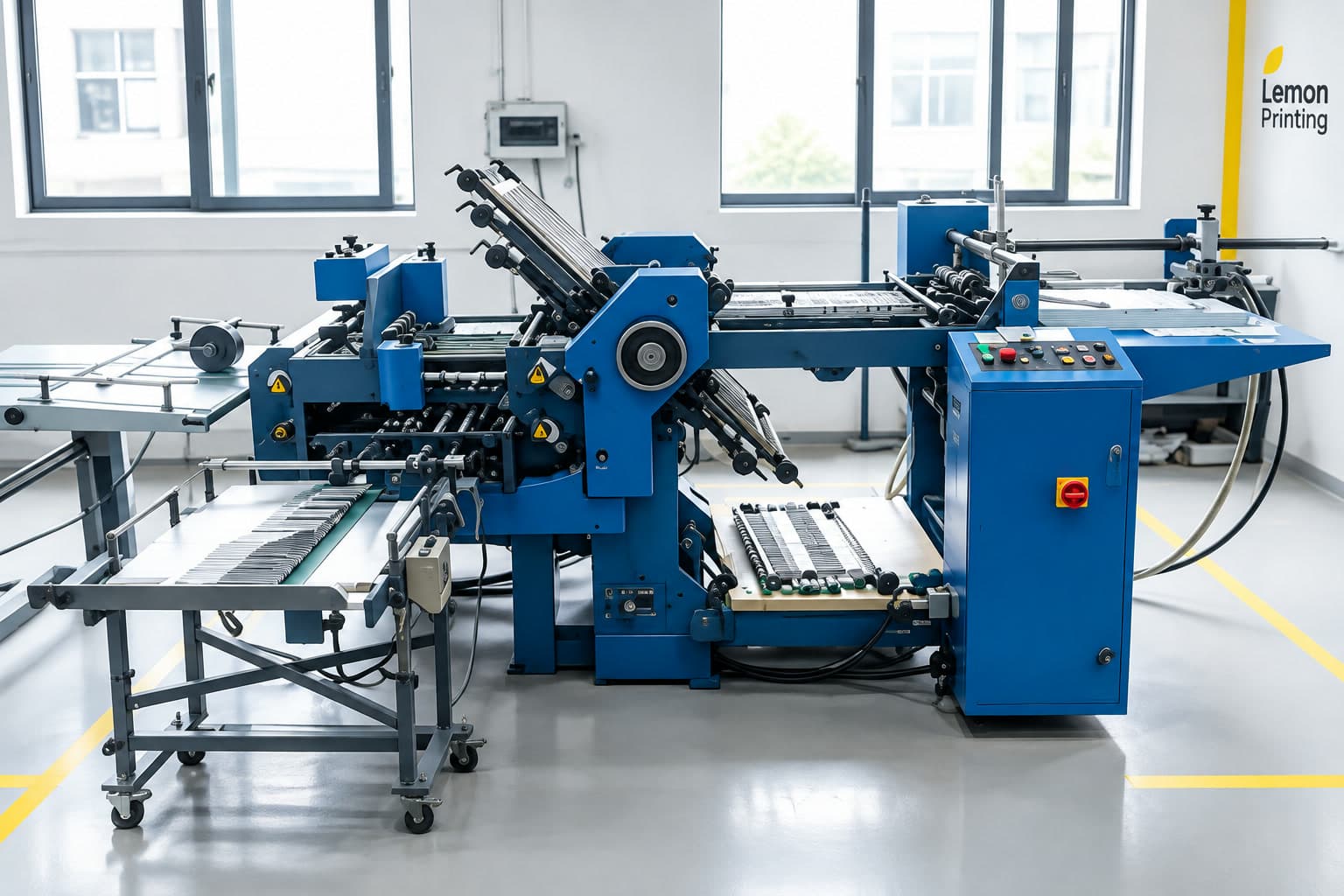 Equipos plegables de papel en la fábrica