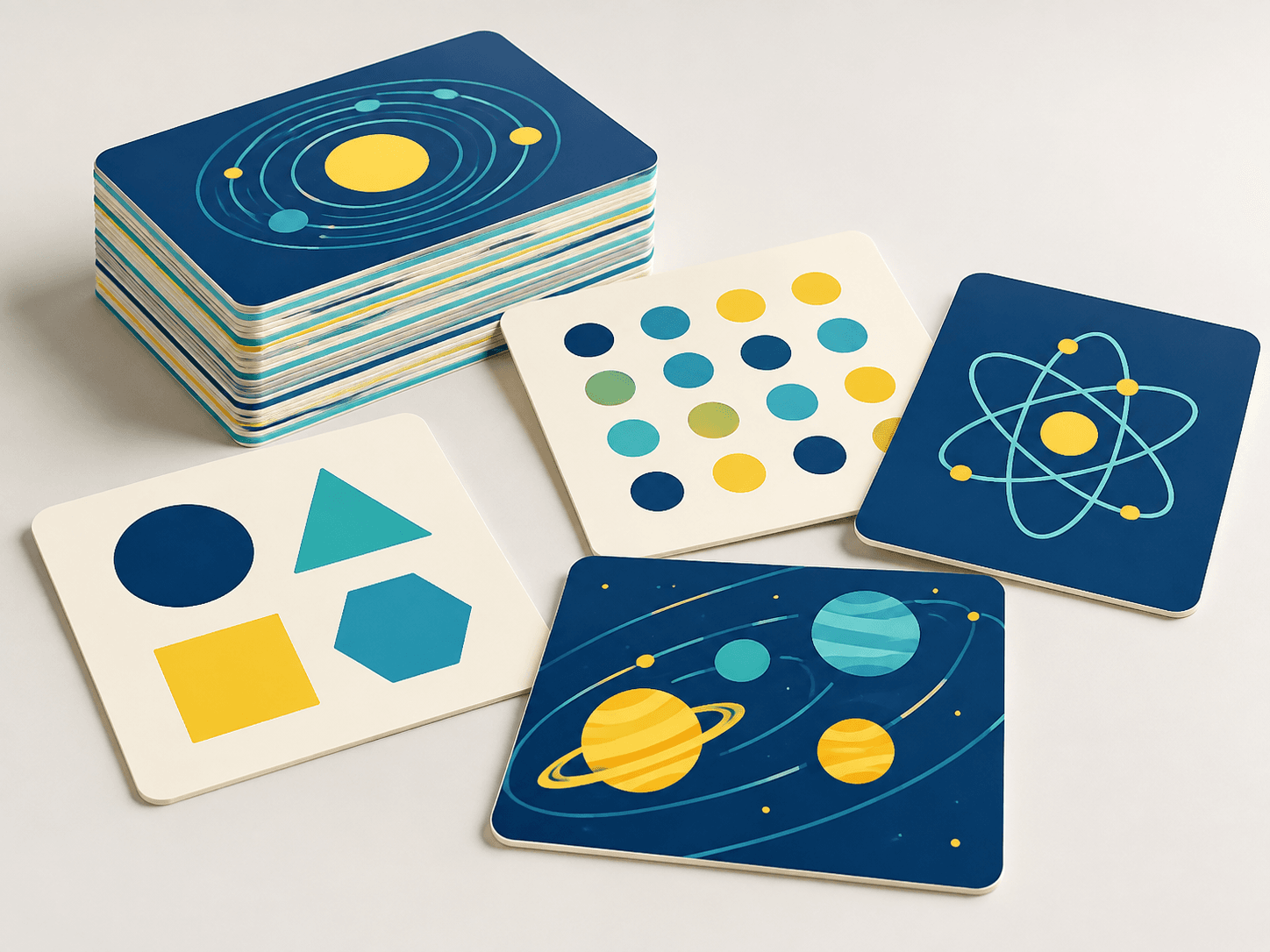 Conjunto de tarjetas educativas impresas para el aprendizaje