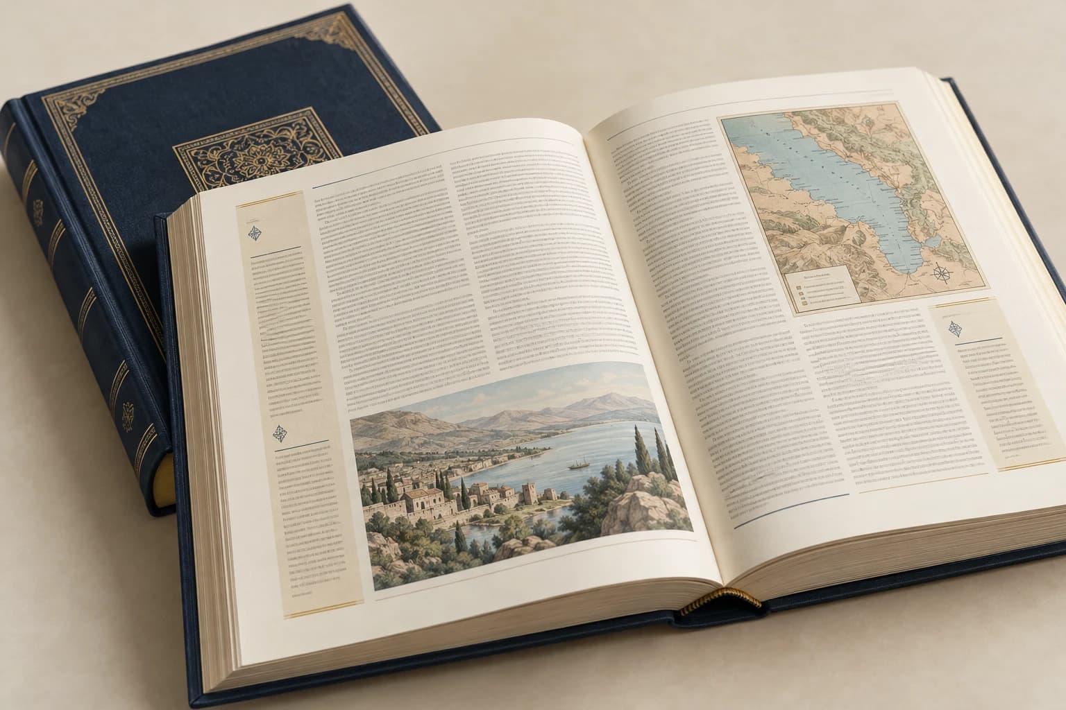 كتاب ديني توضيحي: تسلسل هرمي متميز للنص والتعليق ، ورسم توضيحي ومزاريب مقيدة.