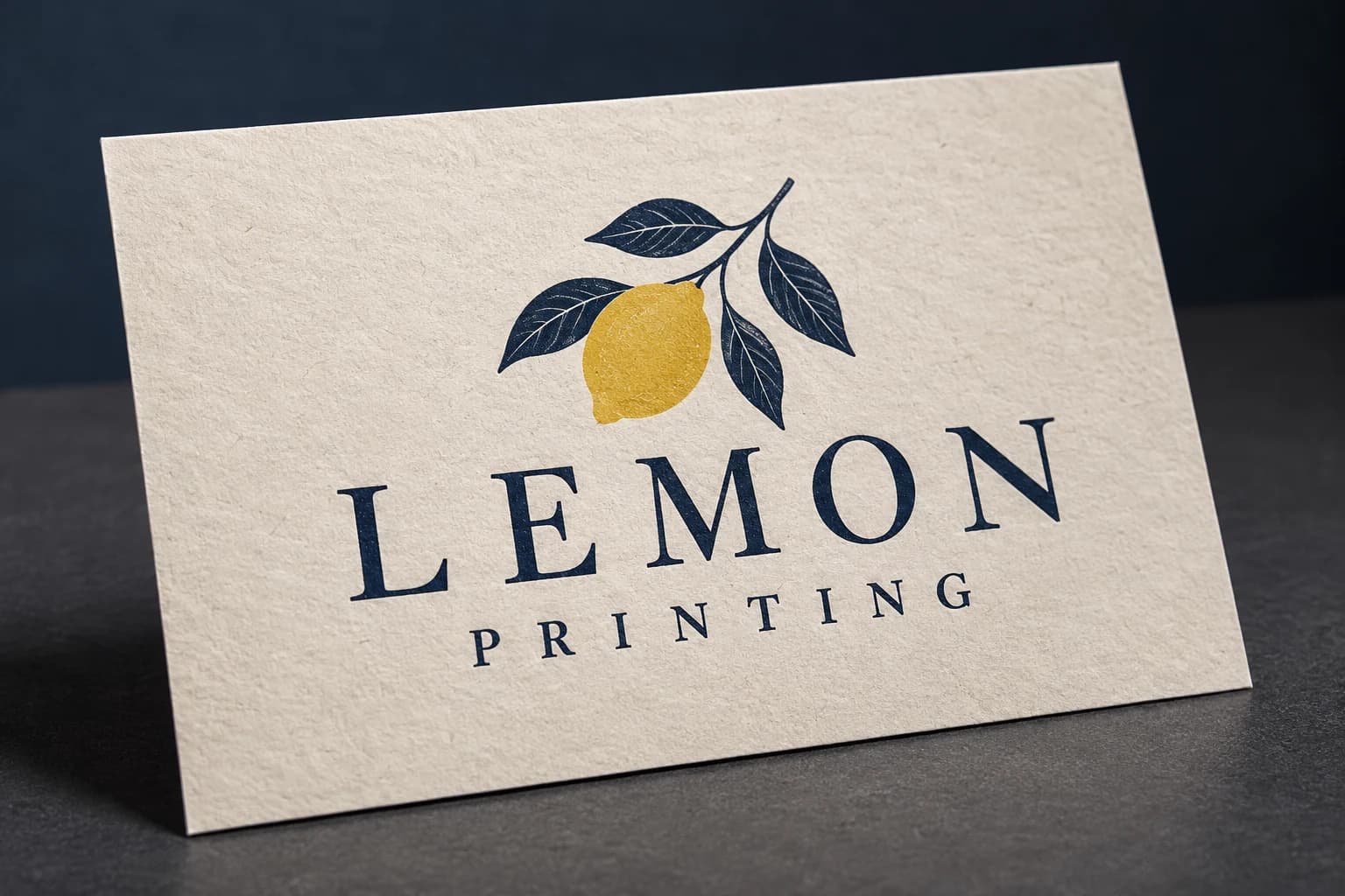 Uncoated printed stationery with visible natural paper fibers; AI-generated finish illustration for Lemon Printing