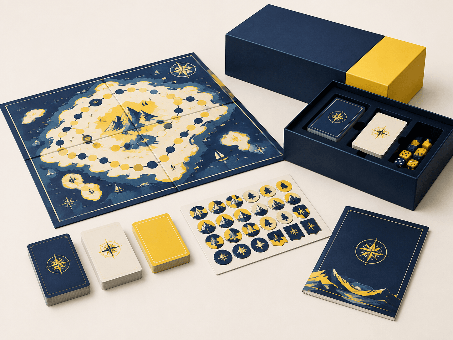 Illustrative board game configurations and finishing options