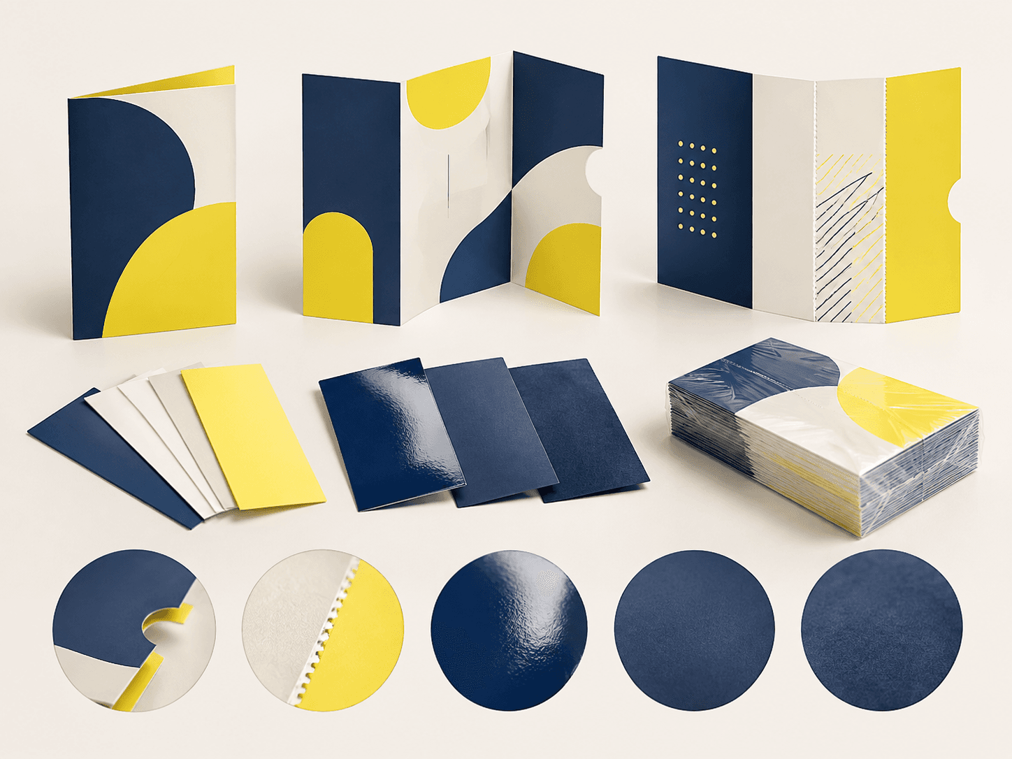 Configuración y opciones de acabado de folletos trifold ilustrativos