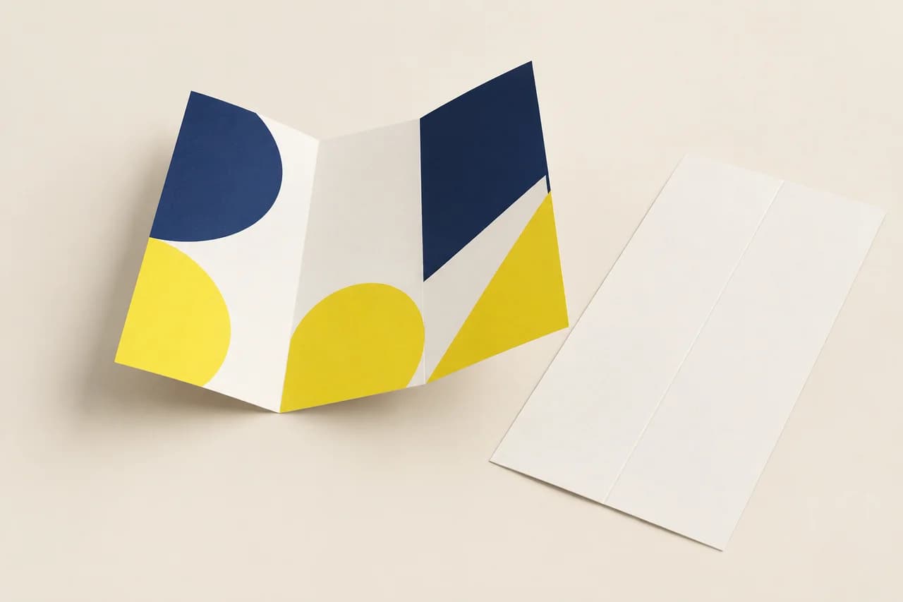 Accordion-fold brochure showing alternating paper creases
