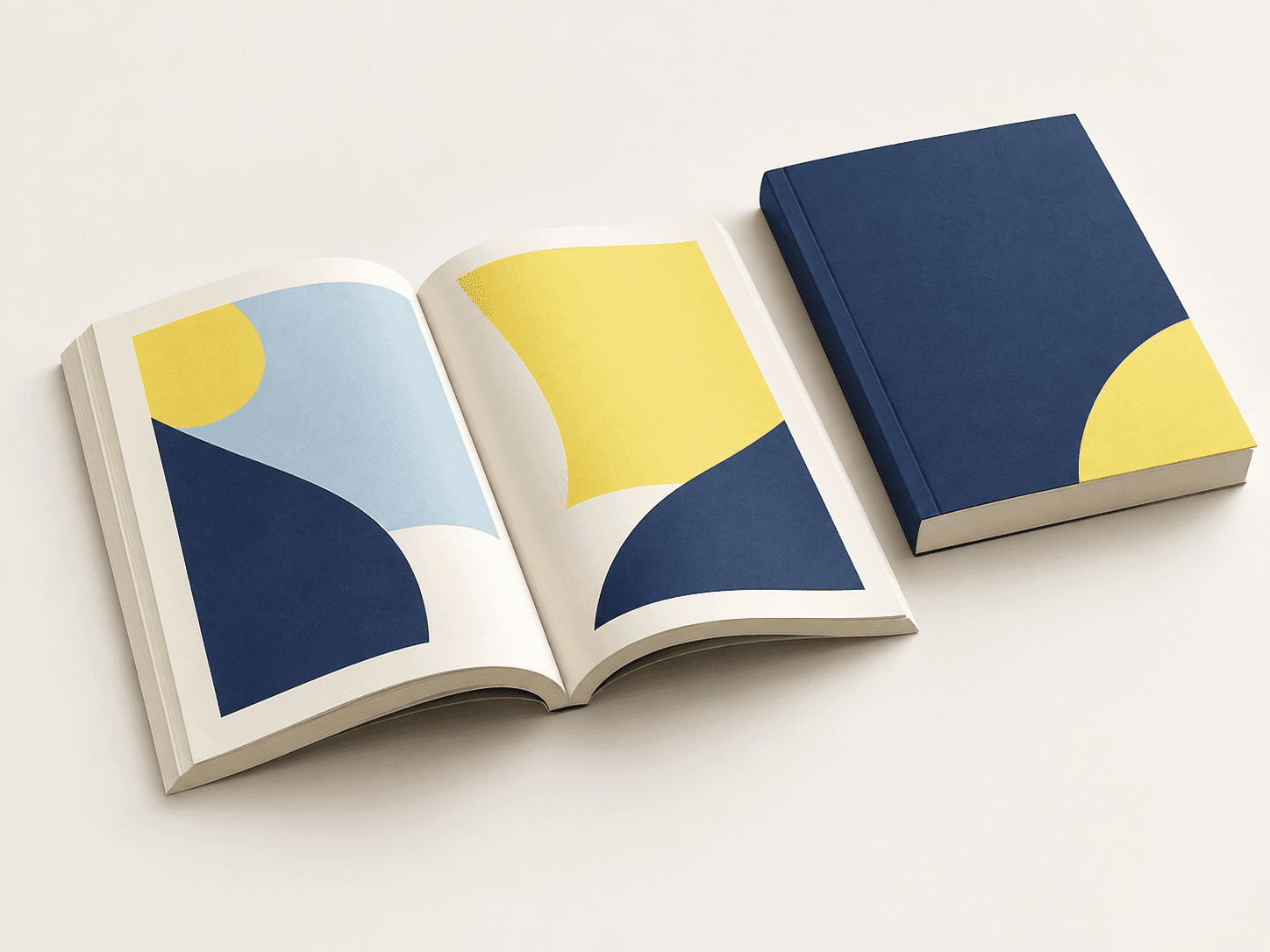 Libro de tapa blanda abierto que muestra una cubierta flexible y un bloque interior alineado.