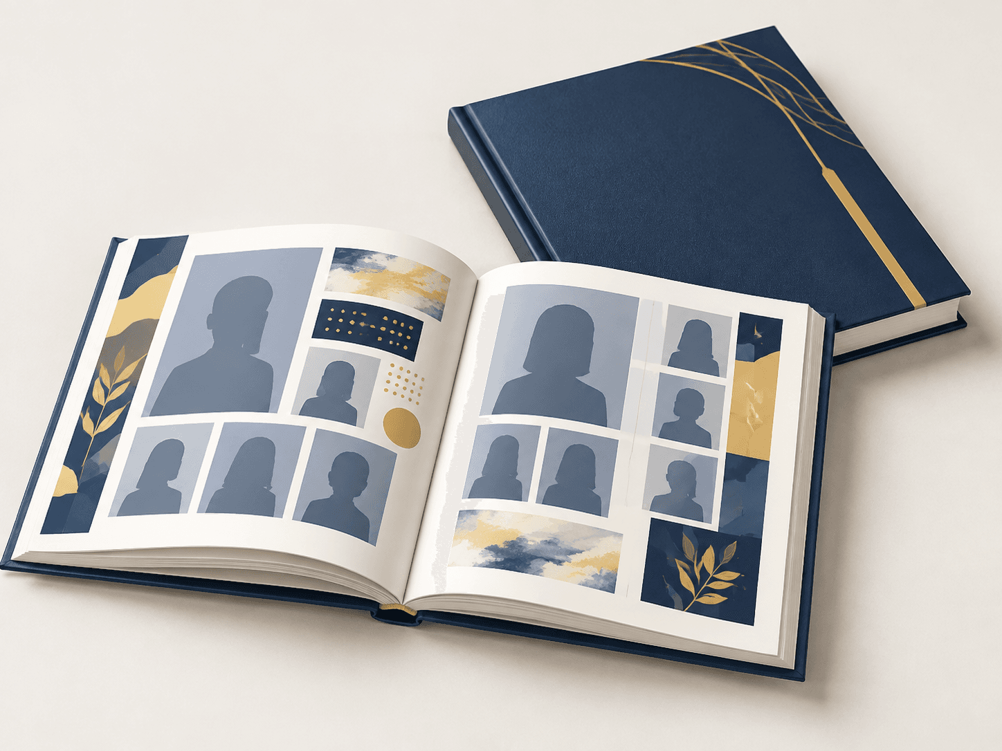 Anuario encuadernación y detalle de la página de retrato