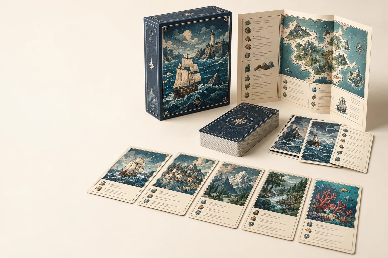 Ilustrative Game Card: Distintos grupos de cara, claro compartido inversa, esquinas de precisión y baraja de juego completa.