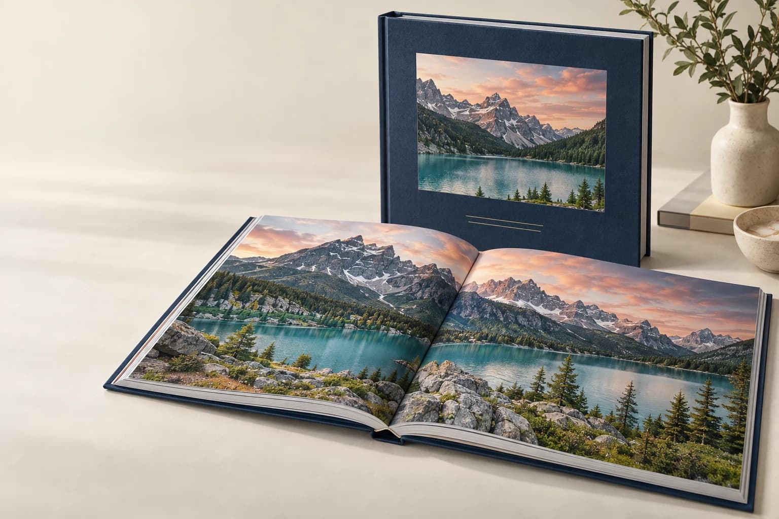 Libro ilustrativo de gran formato: detalle de imagen impreso, abertura ancha cosida y cubierta gruesa visiblemente soportada.