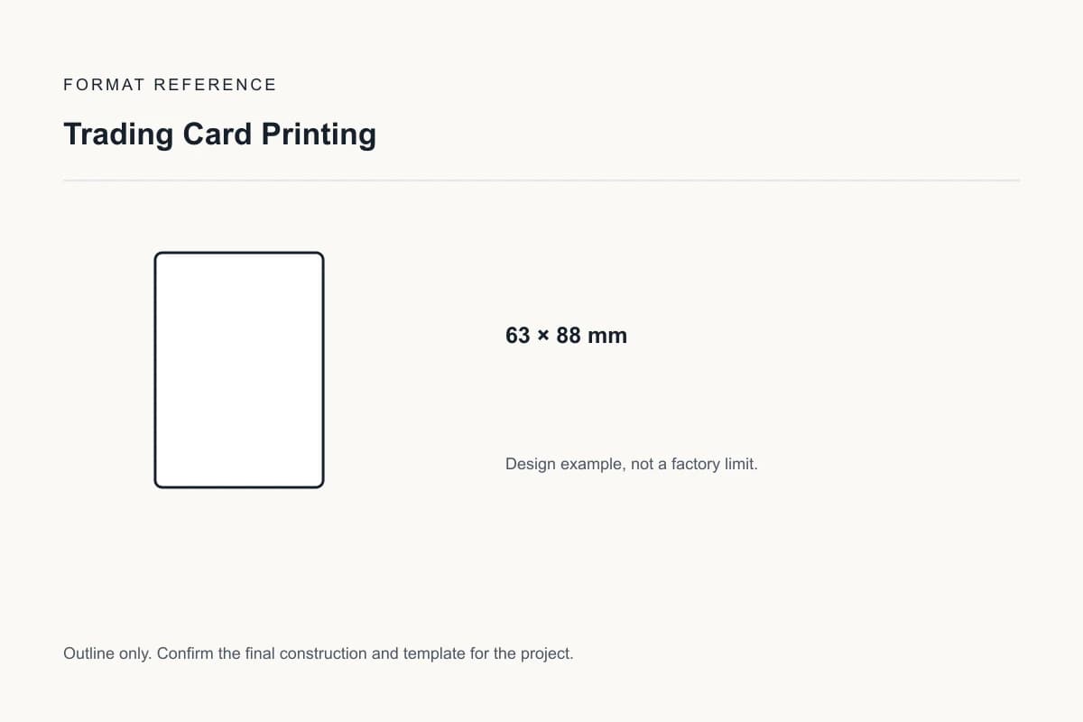 Référencéceformat pour l'impression de cartes de trading:63 × 88 mm; exemple de conception, pas une production dieline