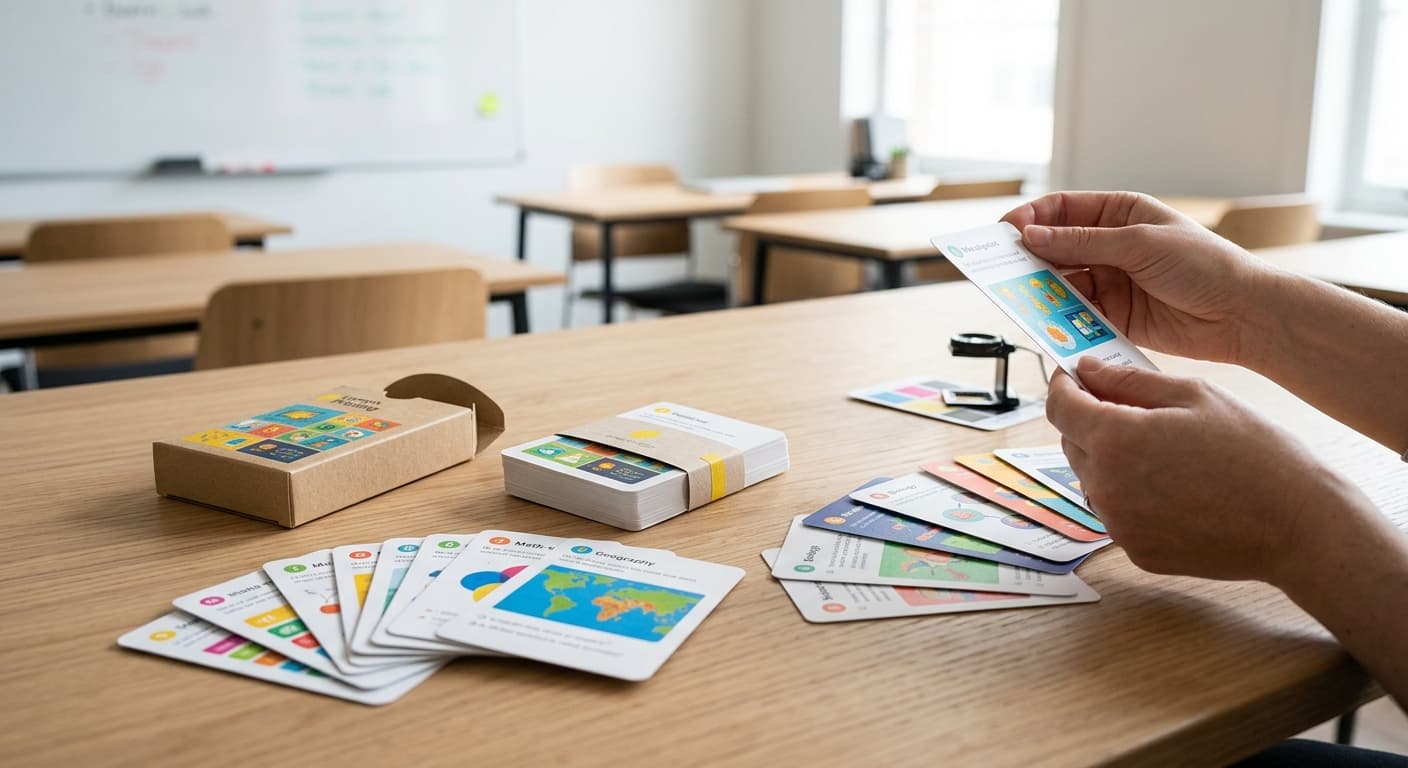 Custom educational flash cards with printed deck packaging