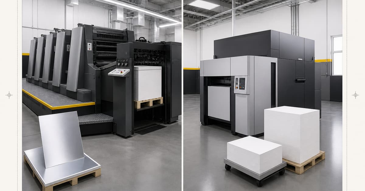 Offset press and digital press in a split commercial print-production facility
