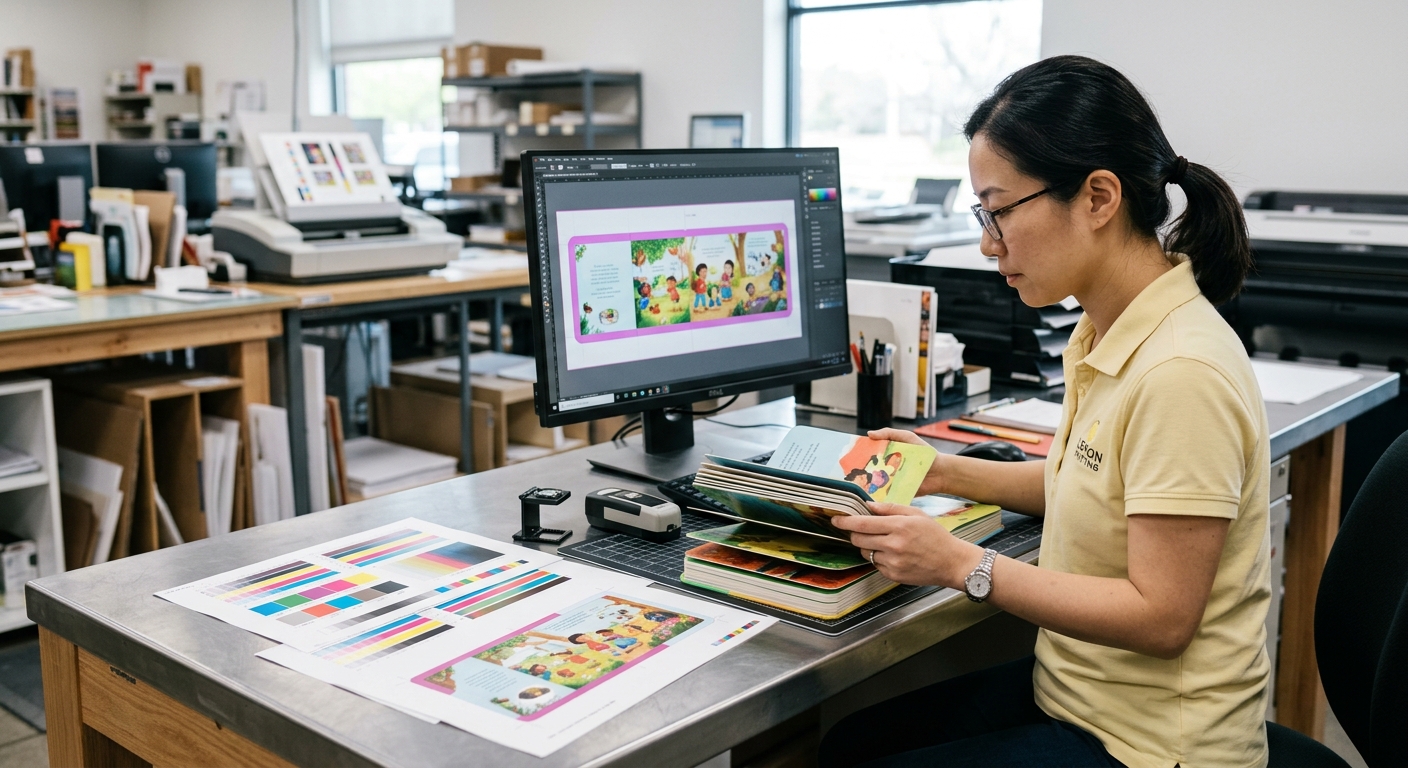 Prueba de preimpresión y maqueta física para la impresión de un libro de cartón