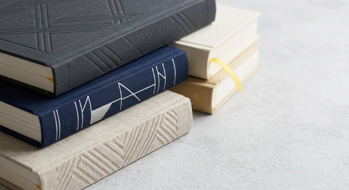 Livres à couverture rigide présentant des finitions de dorure à chaud, de gaufrage et de marquage en creux