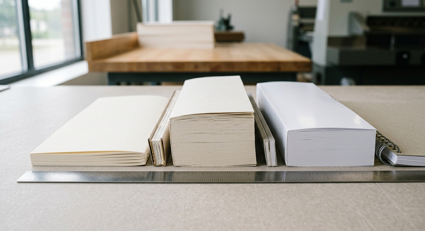 مقارنة حجم الورق لاختيار عدد صفحات كتاب التمارين وتجليده