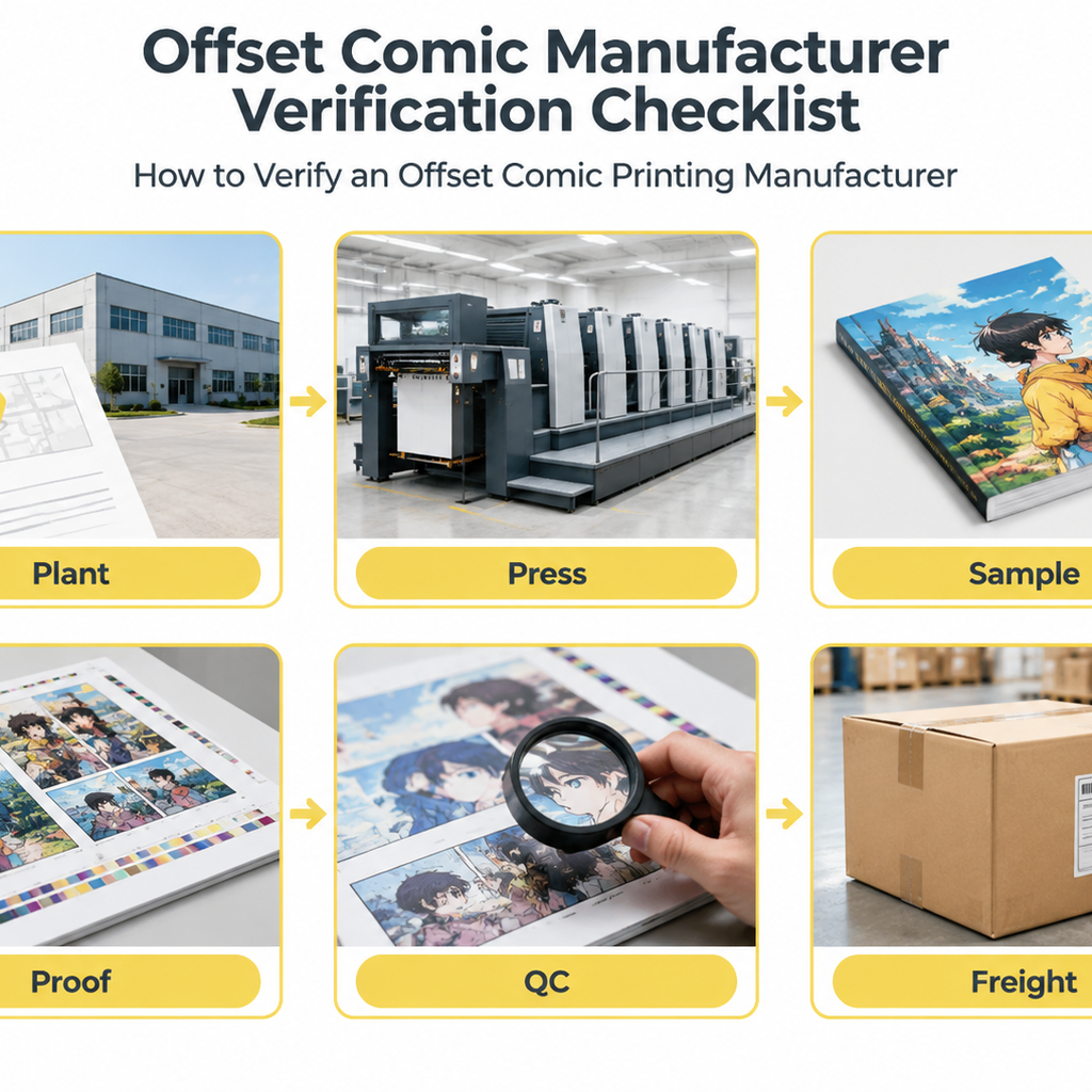 Infographic showing plant, press, sample, proof, quality-control, and freight verification checkpoints.