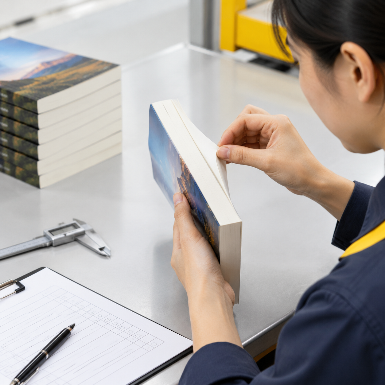 Book spine durability and page-pull inspection for perfect binding