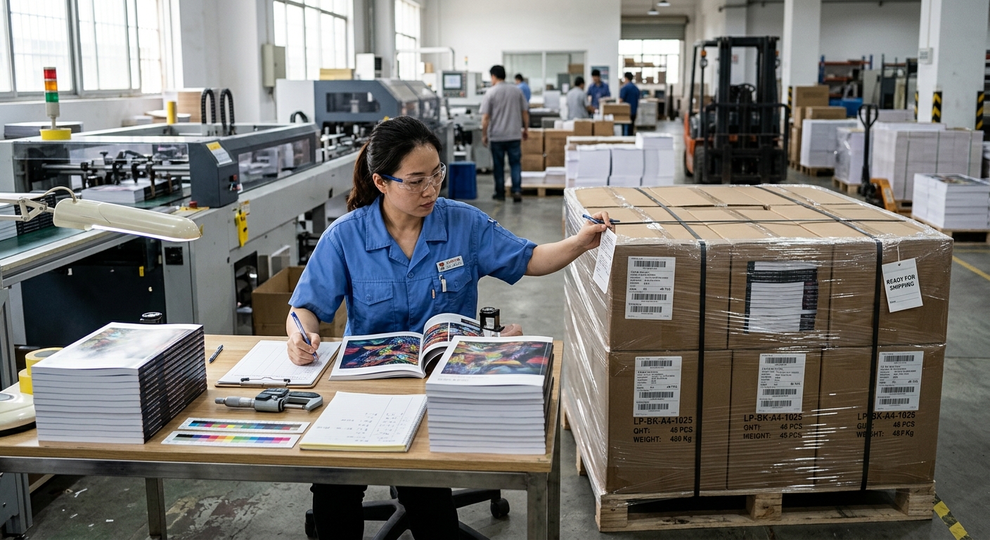Quality inspection of printed products and export pallet condition